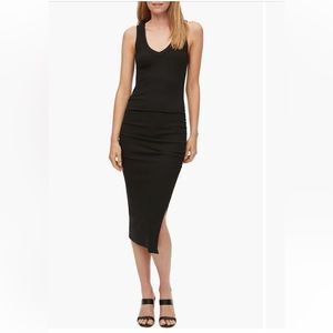 Michael Stars Maya Ultra Rib Ruched Tank Dress NWT Black Size S Small